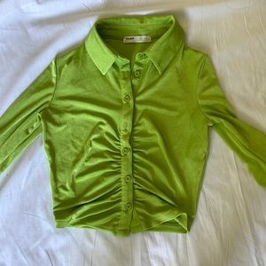 Pull & Bear Long Sleeve Ruched Top